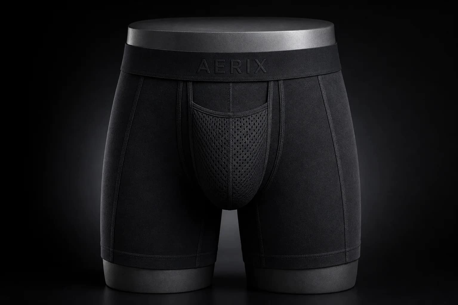 Premium render of AERIX V2.1 boxer with AirBridge mesh pouch