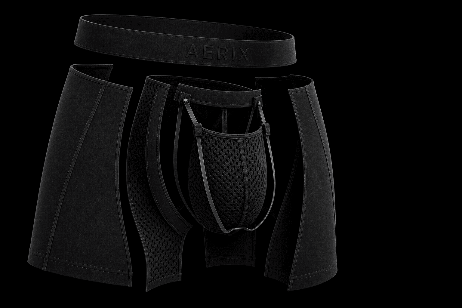 Close-up of AERIX breathable mesh, micromodal and flat seams